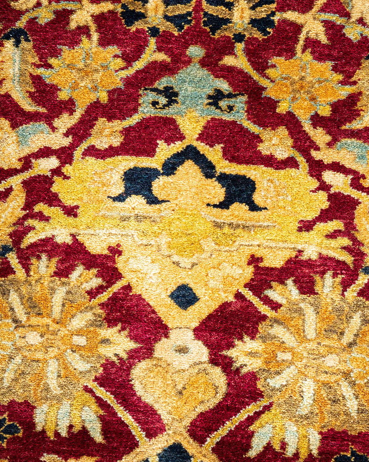 XXIe siècle et contemporain Tapis traditionnel Mogul rouge unique fait à la main, unique en son genre en vente