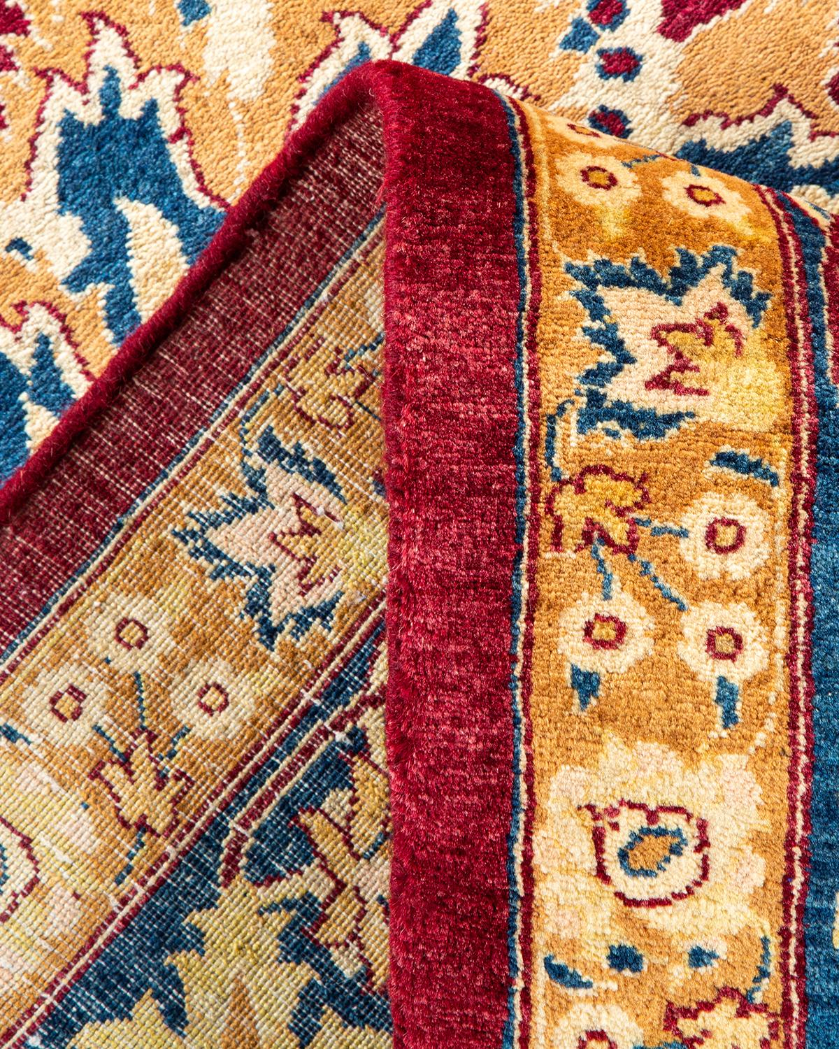 Pakistanais Tapis traditionnel Mogul rouge unique fait à la main, unique en son genre en vente