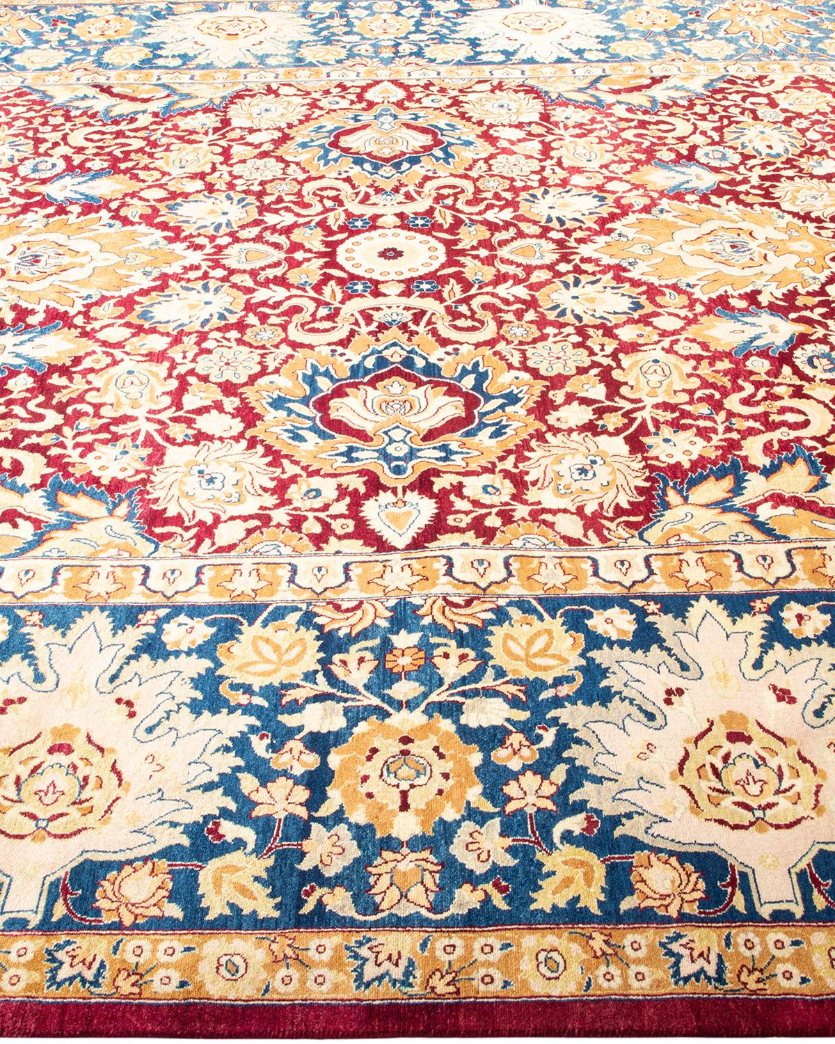 One-Of-A-Kind Hand Made Traditional Mogul Red Area Rug In New Condition For Sale In Norwalk, CT