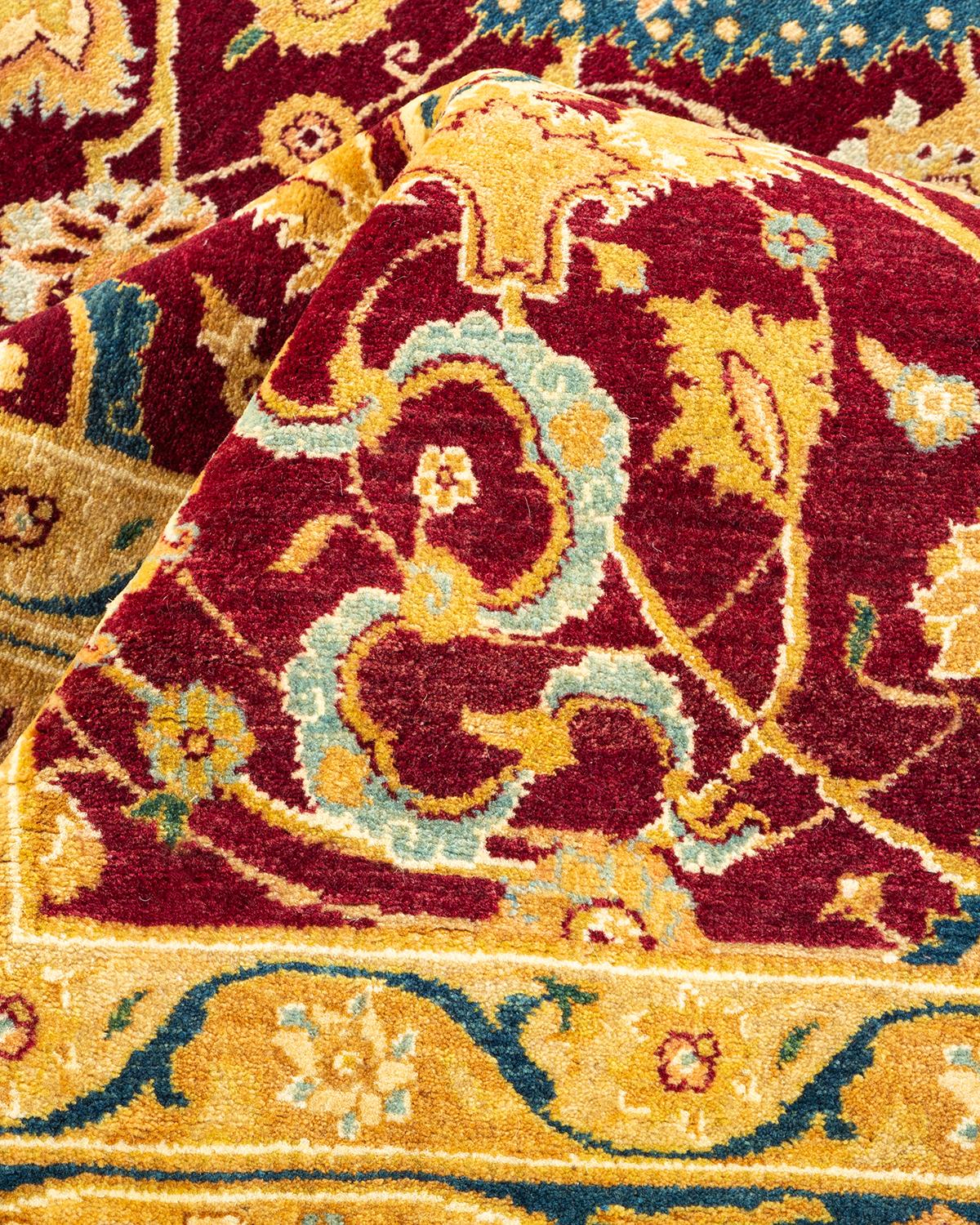 Autre Tapis traditionnel Mogul rouge unique fait à la main, unique en son genre en vente