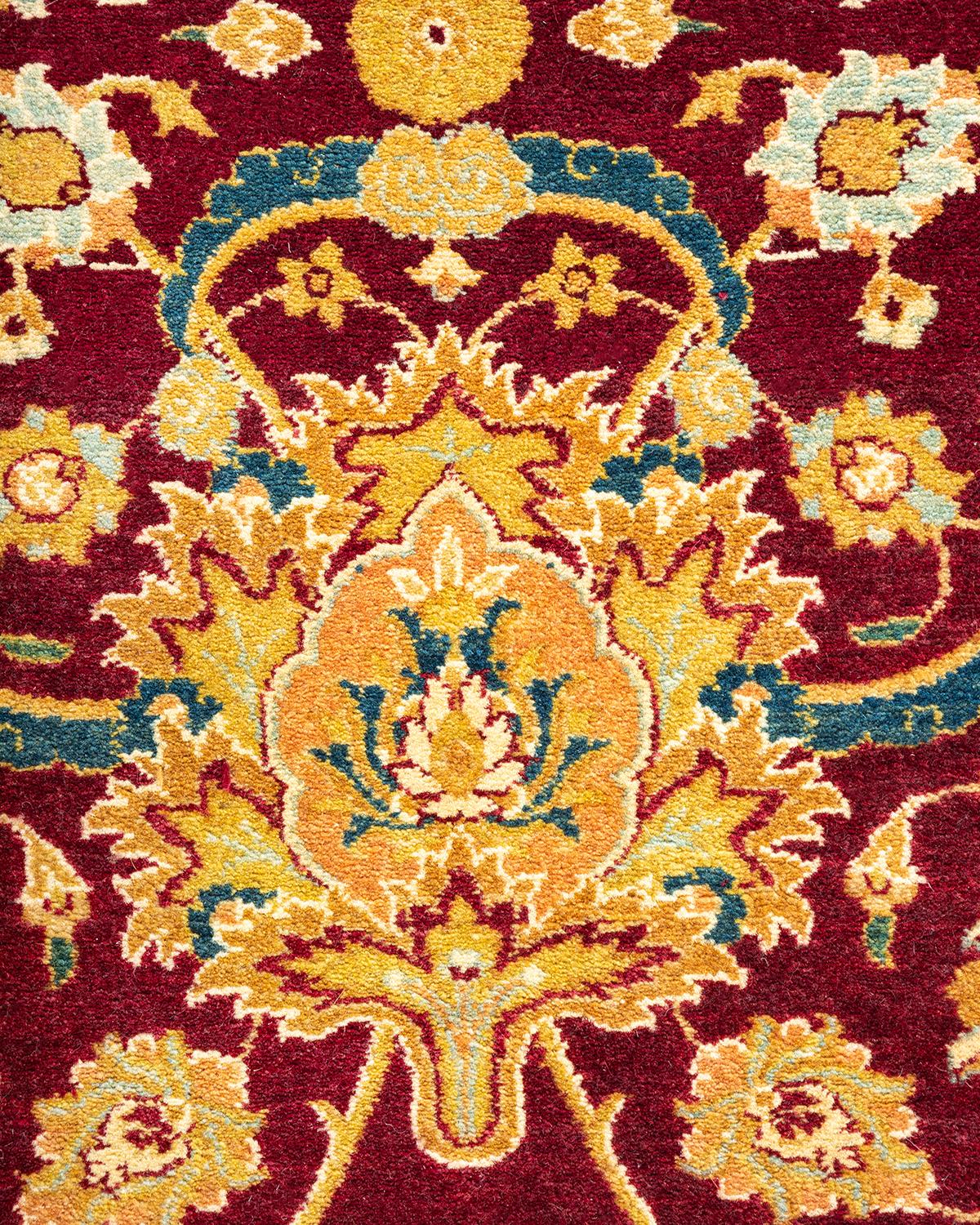 XXIe siècle et contemporain Tapis traditionnel Mogul rouge unique fait à la main, unique en son genre en vente