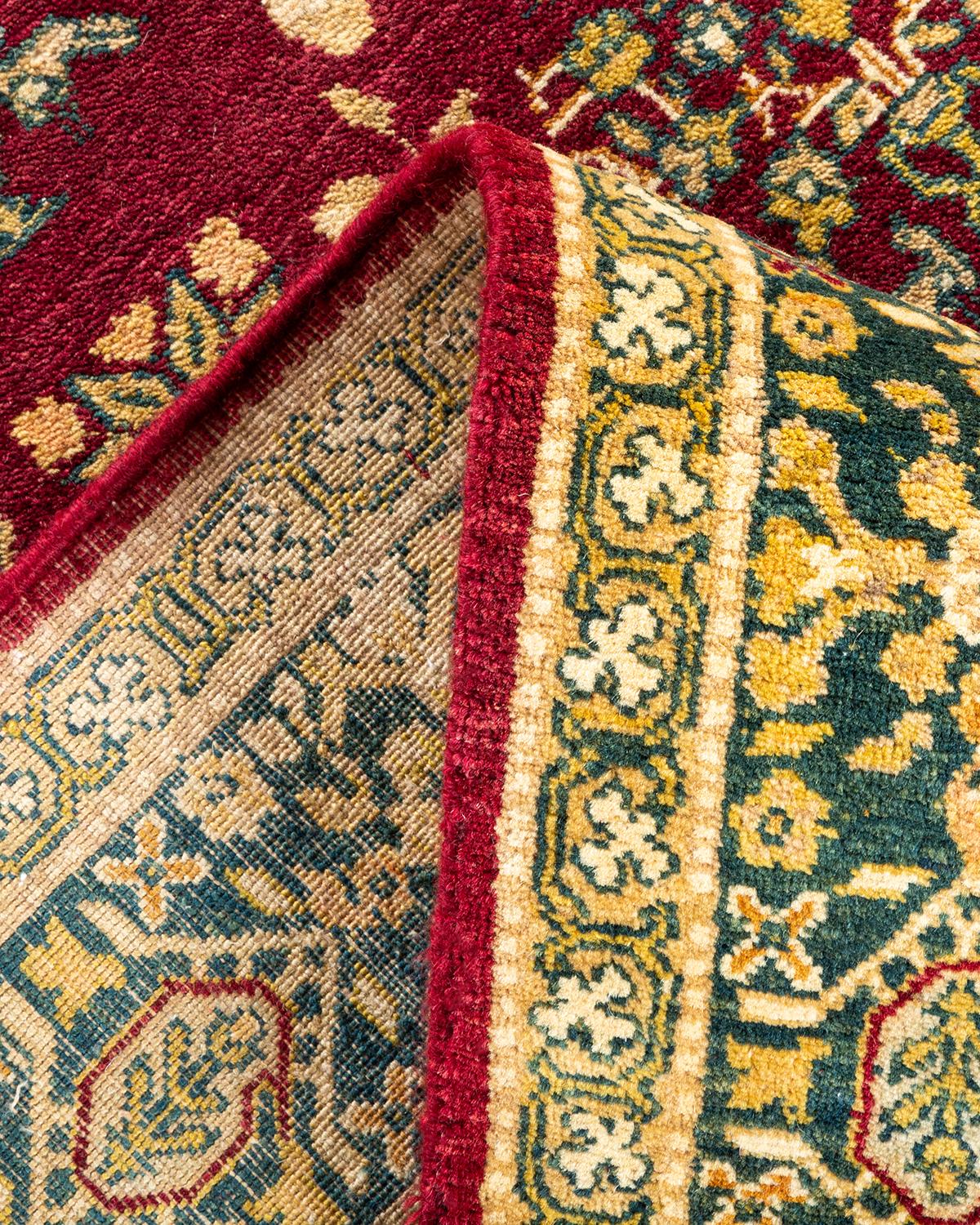 Pakistani One-of-a-Kind Hand Made Traditional Mogul Red Area Rug For Sale