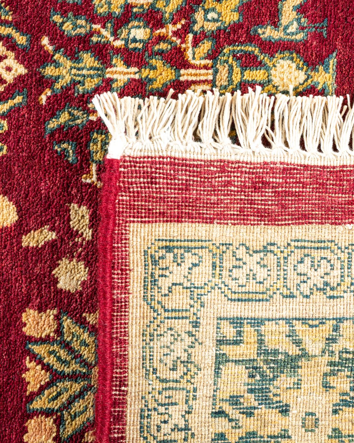 Hand-Knotted One-of-a-Kind Hand Made Traditional Mogul Red Area Rug For Sale