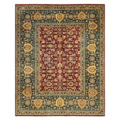 One-Of-A-Kind Hand Made Traditional Mogul Red Area Rug