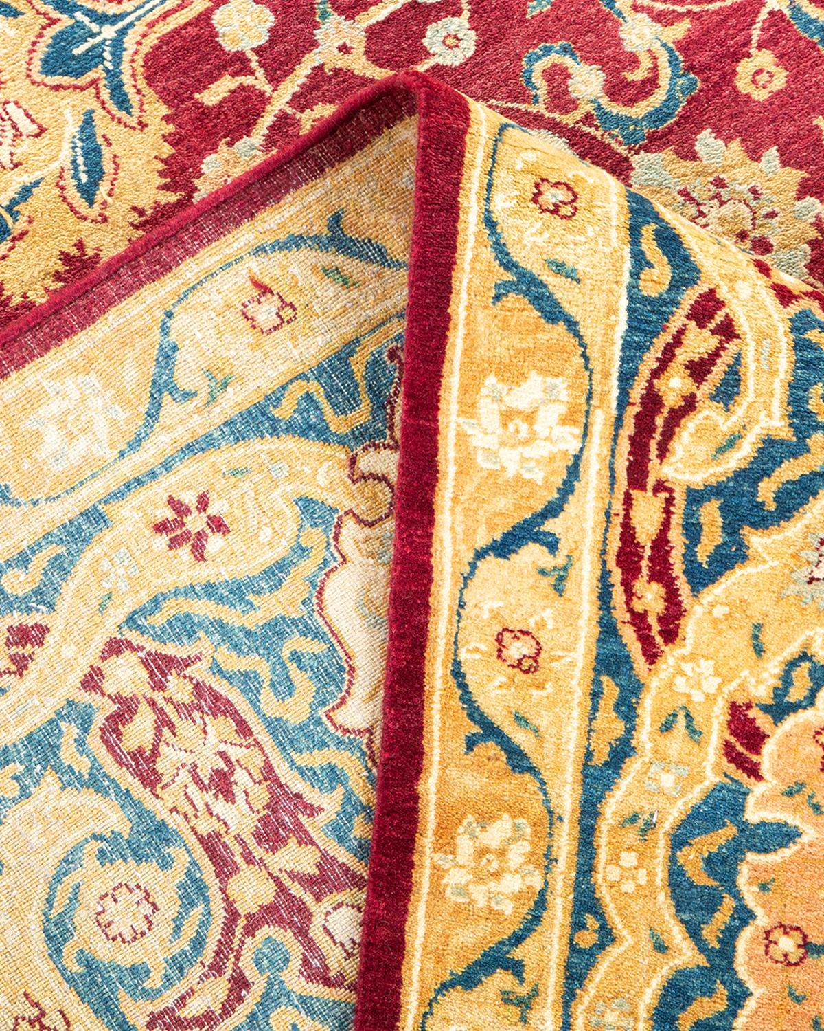 Alfombra tradicional única Hand Made Mogul roja Pakistaní en venta