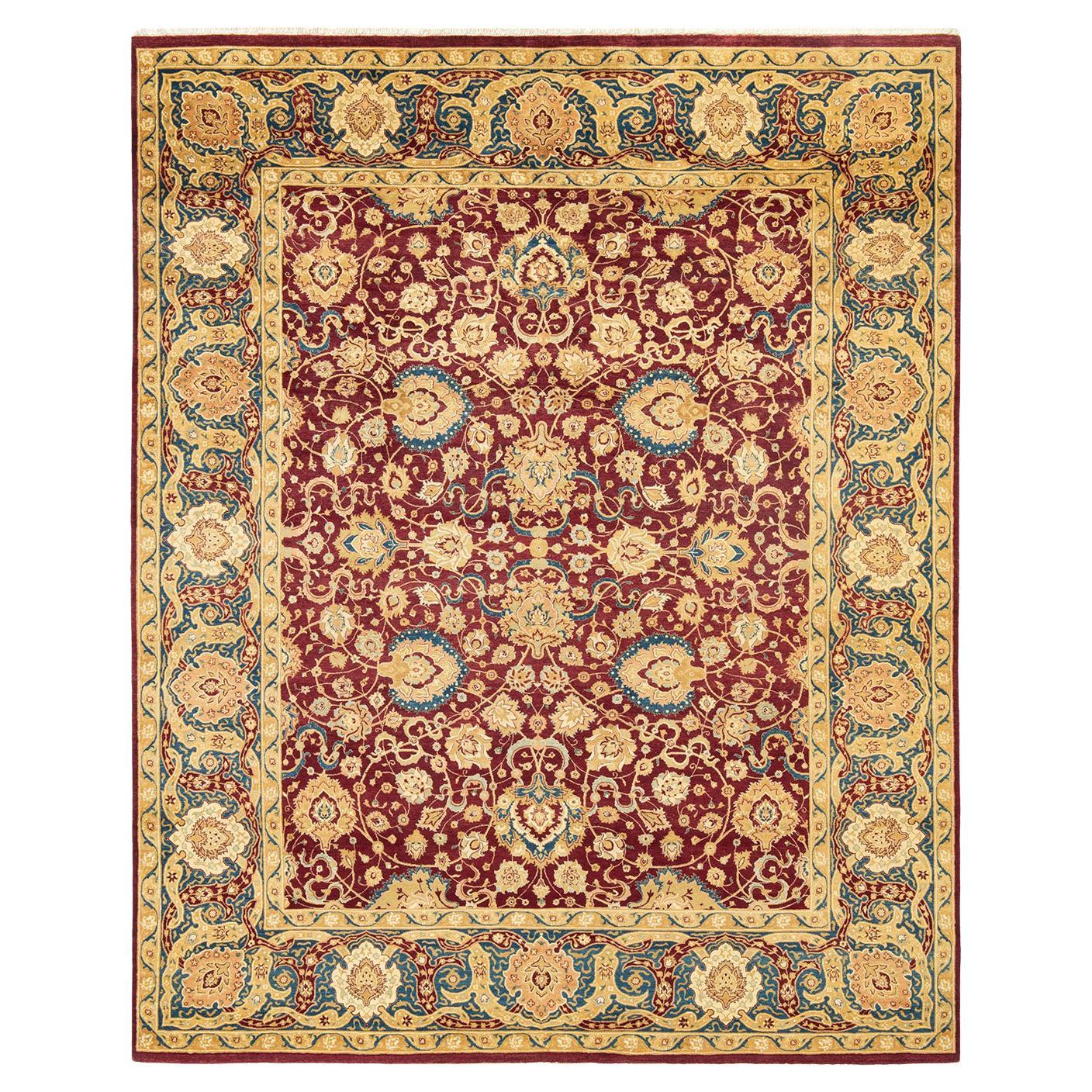 One-of-a-Kind Hand Made Traditional Mogul Red Area Rug