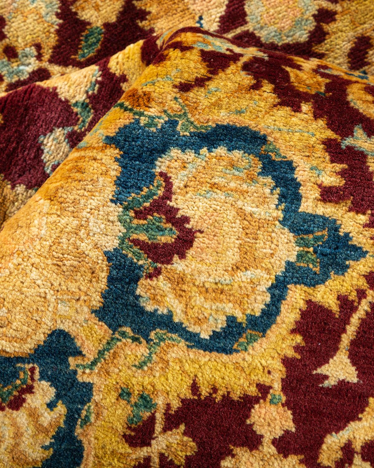 Autre Tapis traditionnel Mogul rouge unique fait à la main, unique en son genre en vente