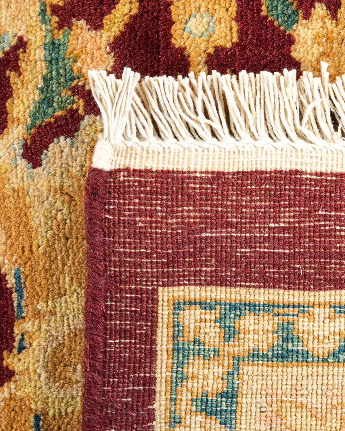 Noué à la main Tapis traditionnel Mogul rouge unique fait à la main, unique en son genre en vente