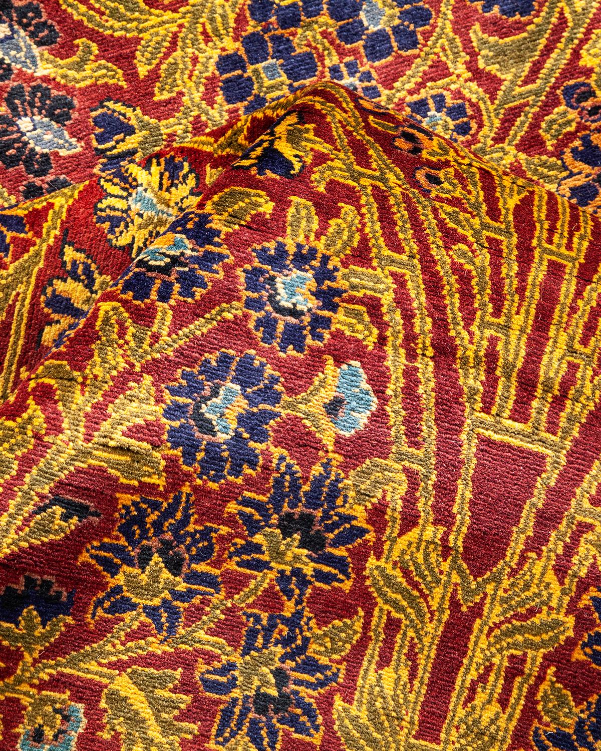 Autre Tapis traditionnel Mogul rouge unique fait à la main, unique en son genre en vente