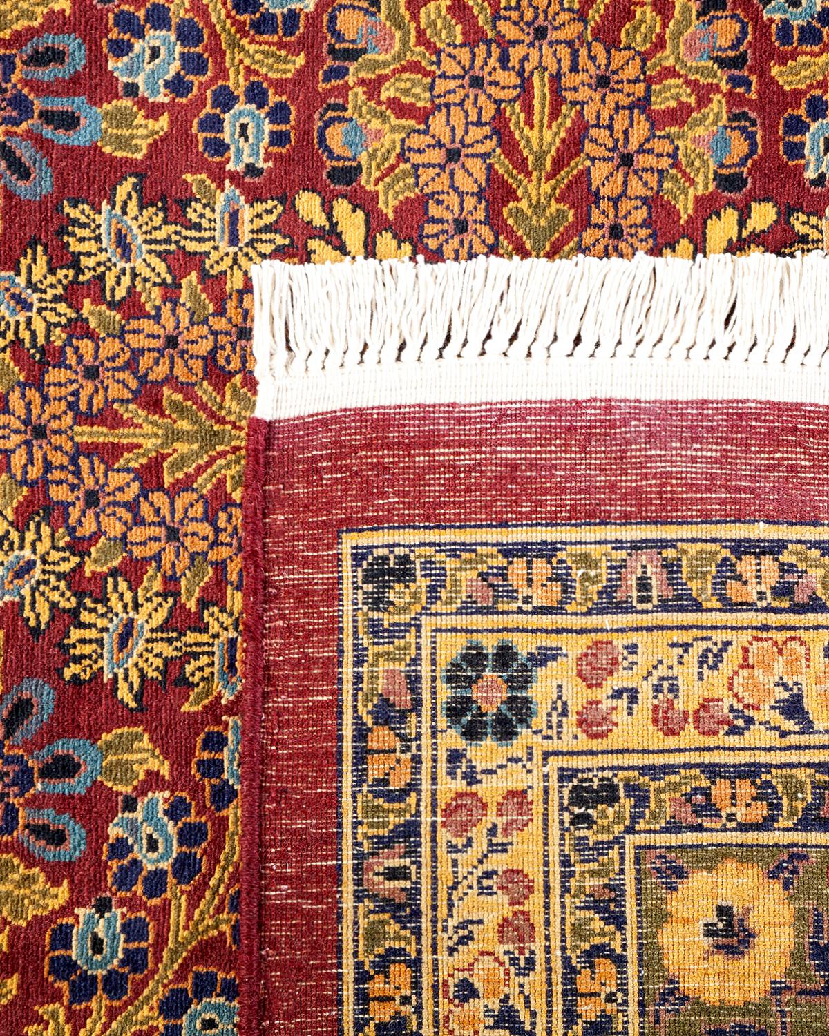 Noué à la main Tapis traditionnel Mogul rouge unique fait à la main, unique en son genre en vente