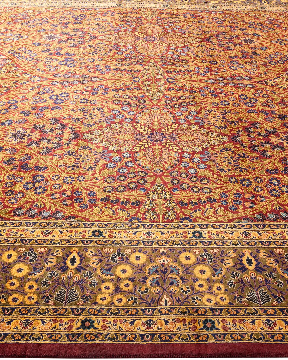 Tapis traditionnel Mogul rouge unique fait à la main, unique en son genre Neuf - En vente à Norwalk, CT