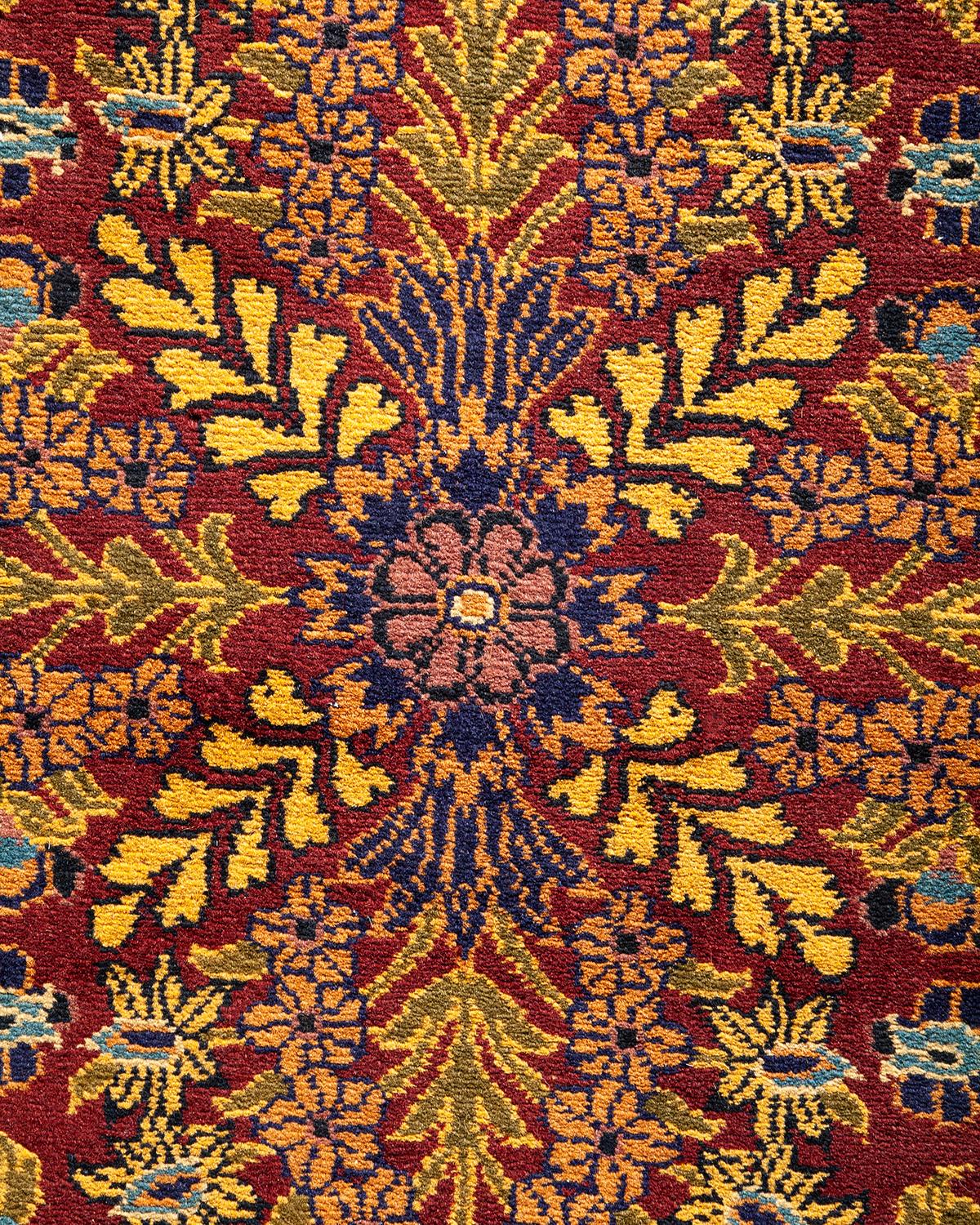 XXIe siècle et contemporain Tapis traditionnel Mogul rouge unique fait à la main, unique en son genre en vente