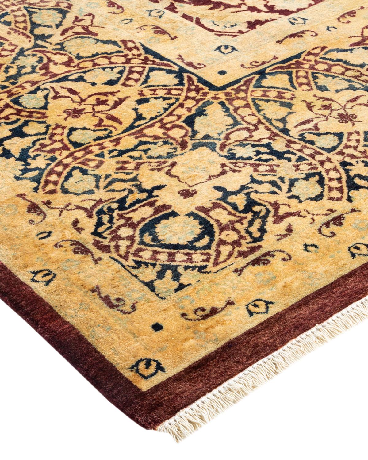 Contemporary One-of-a-kind Hand Made Traditional Mogul Red Area Rug For Sale