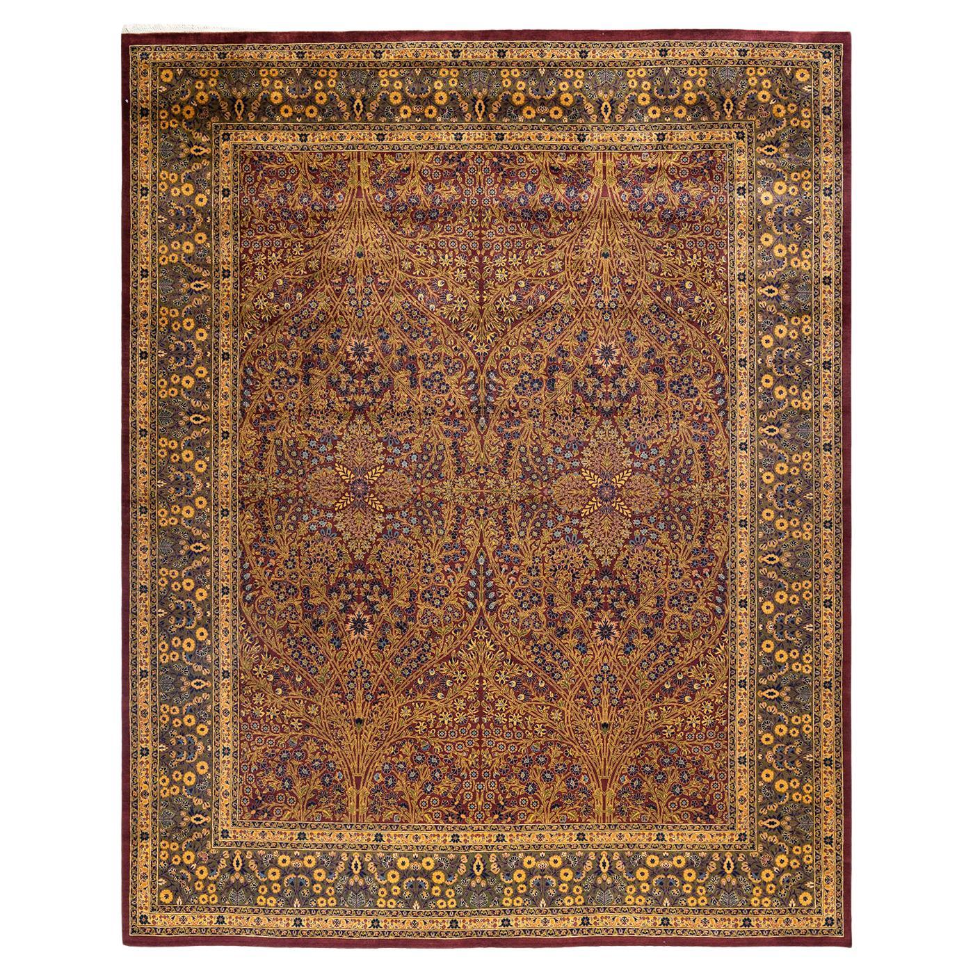 Traditioneller, handgefertigter Mogul-Roter Teppich, Unikat im Angebot