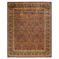 Traditioneller, handgefertigter Mogul-Roter Teppich, Unikat