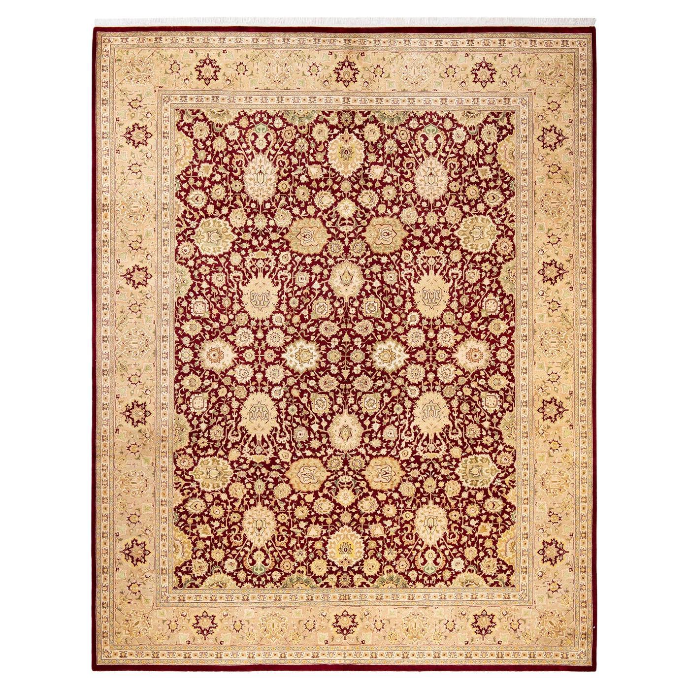 One-Of-A-Kind Hand Made Traditional Mogul Red Area Rug For Sale