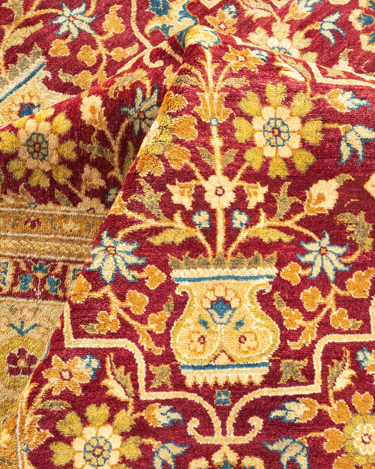 Autre Tapis traditionnel Mogul rouge unique fait à la main, unique en son genre en vente