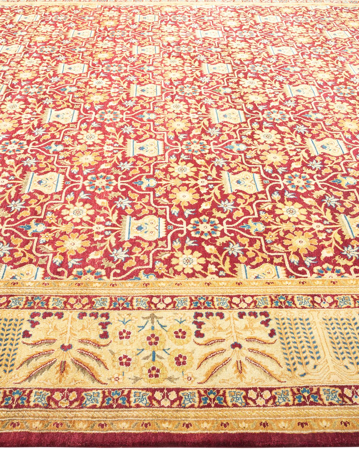 Tapis traditionnel Mogul rouge unique fait à la main, unique en son genre Neuf - En vente à Norwalk, CT