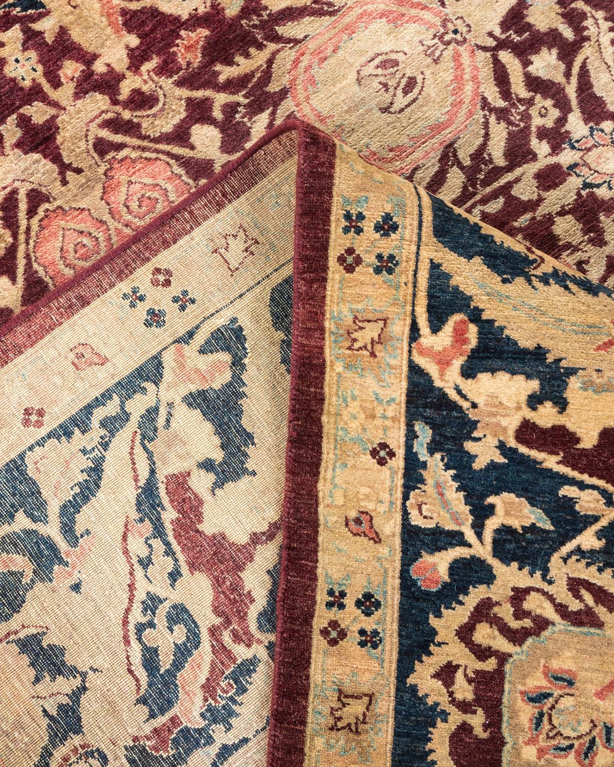 Pakistani One-of-a-Kind Hand Made Traditional Mogul Red Area Rug For Sale