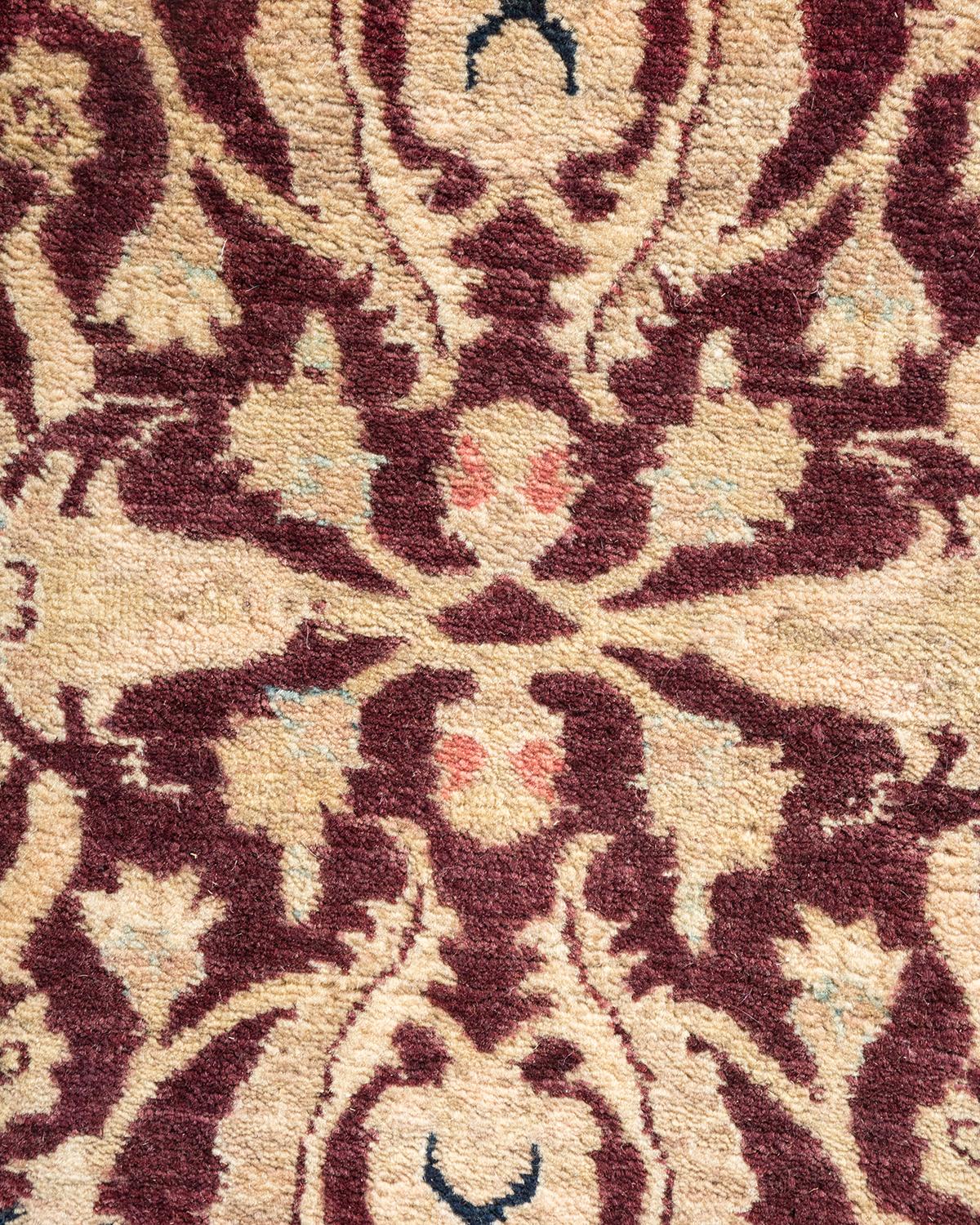 Contemporary One-of-a-Kind Hand Made Traditional Mogul Red Area Rug For Sale