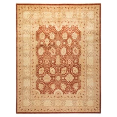 One-of-a-Kind Hand Made Traditional Mogul Red Area Rug