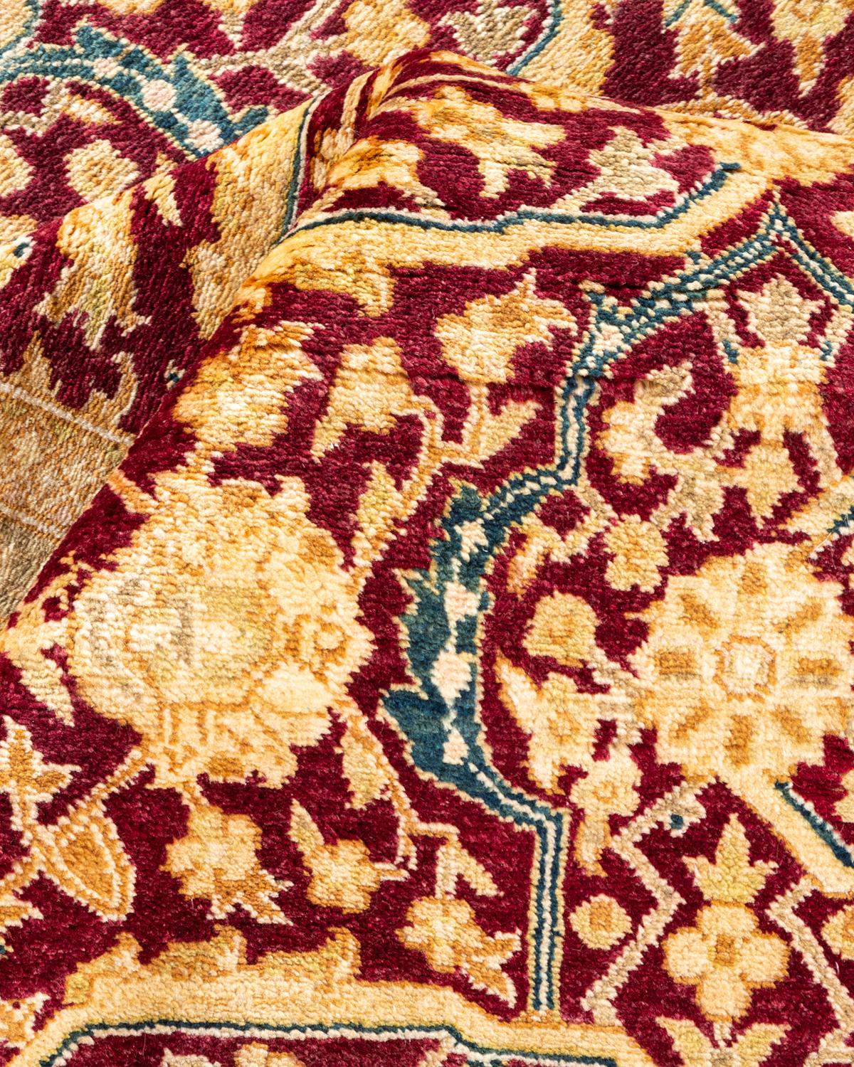Autre Tapis traditionnel Mogul rouge unique fait à la main, unique en son genre en vente