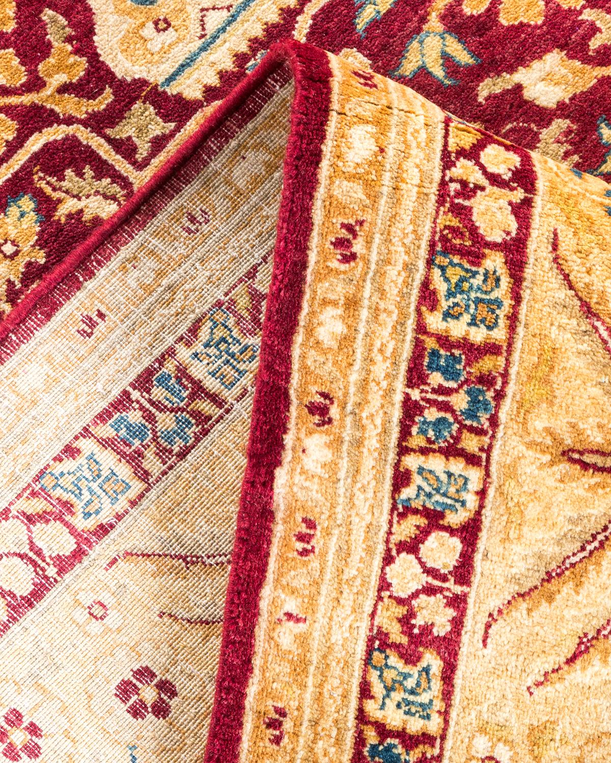 Alfombra tradicional roja Mogul, única en su género, hecha a mano Pakistaní en venta