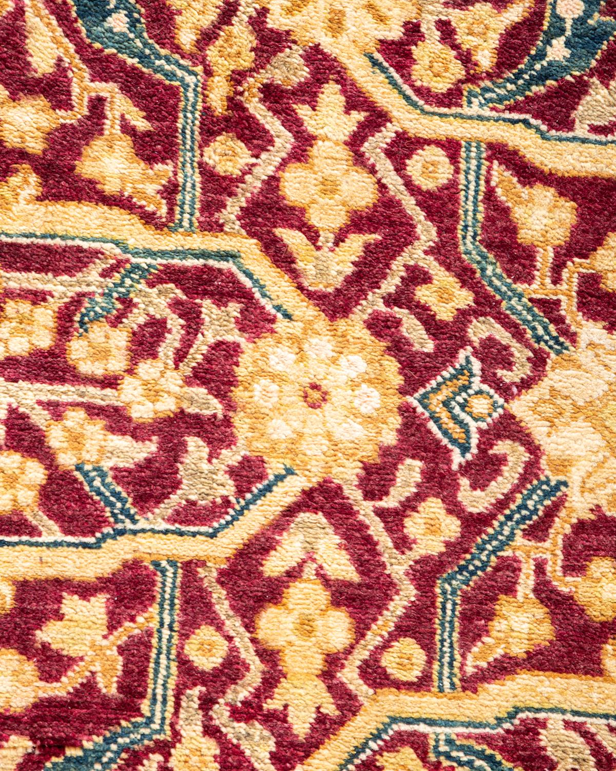 XXIe siècle et contemporain Tapis traditionnel Mogul rouge unique fait à la main, unique en son genre en vente