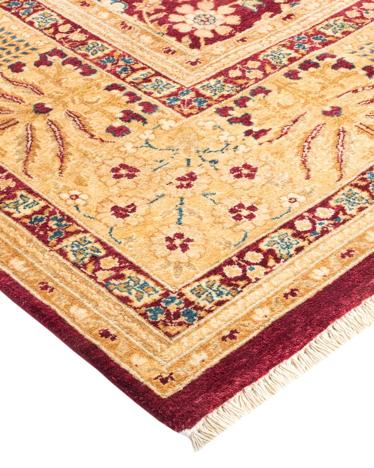 Alfombra tradicional roja Mogul, única en su género, hecha a mano Lana en venta