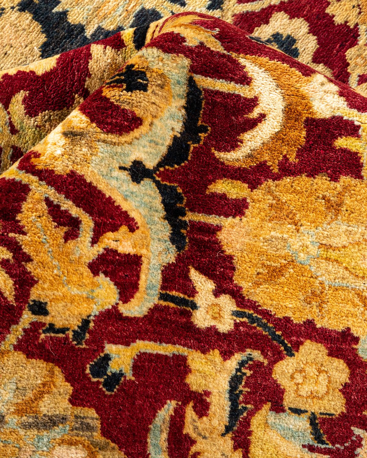 Autre Tapis traditionnel Mogul rouge unique fait à la main, unique en son genre en vente