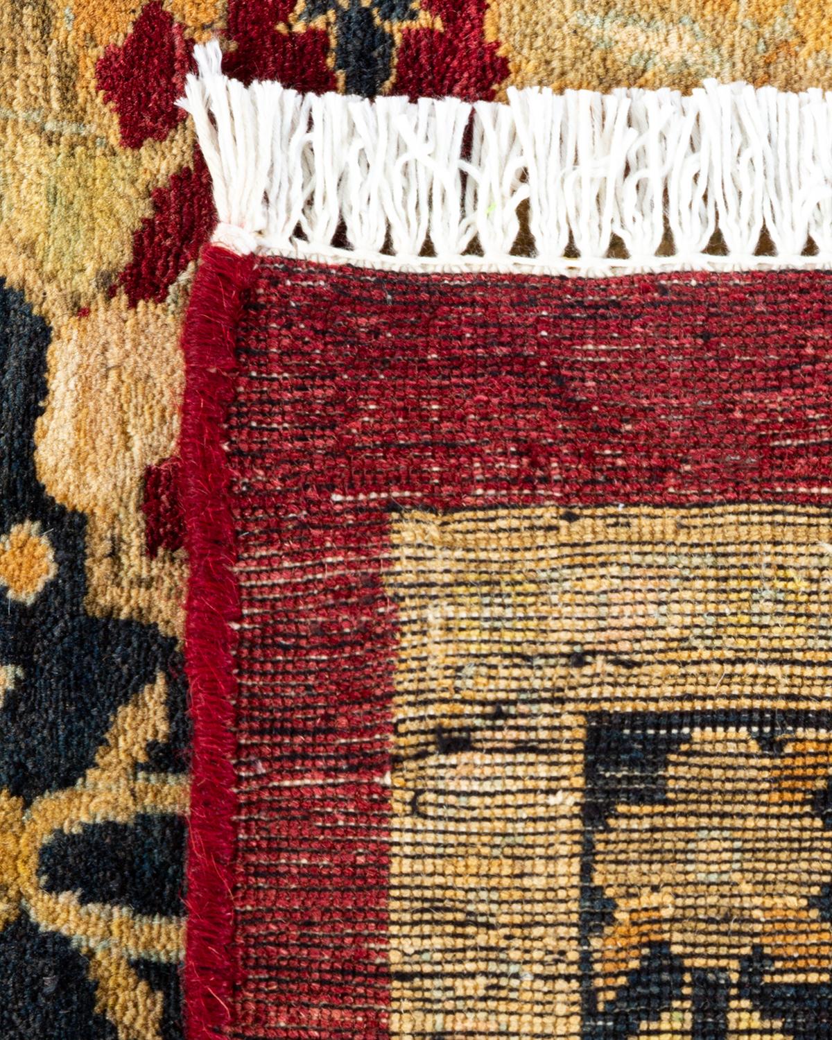 Noué à la main Tapis traditionnel Mogul rouge unique fait à la main, unique en son genre en vente