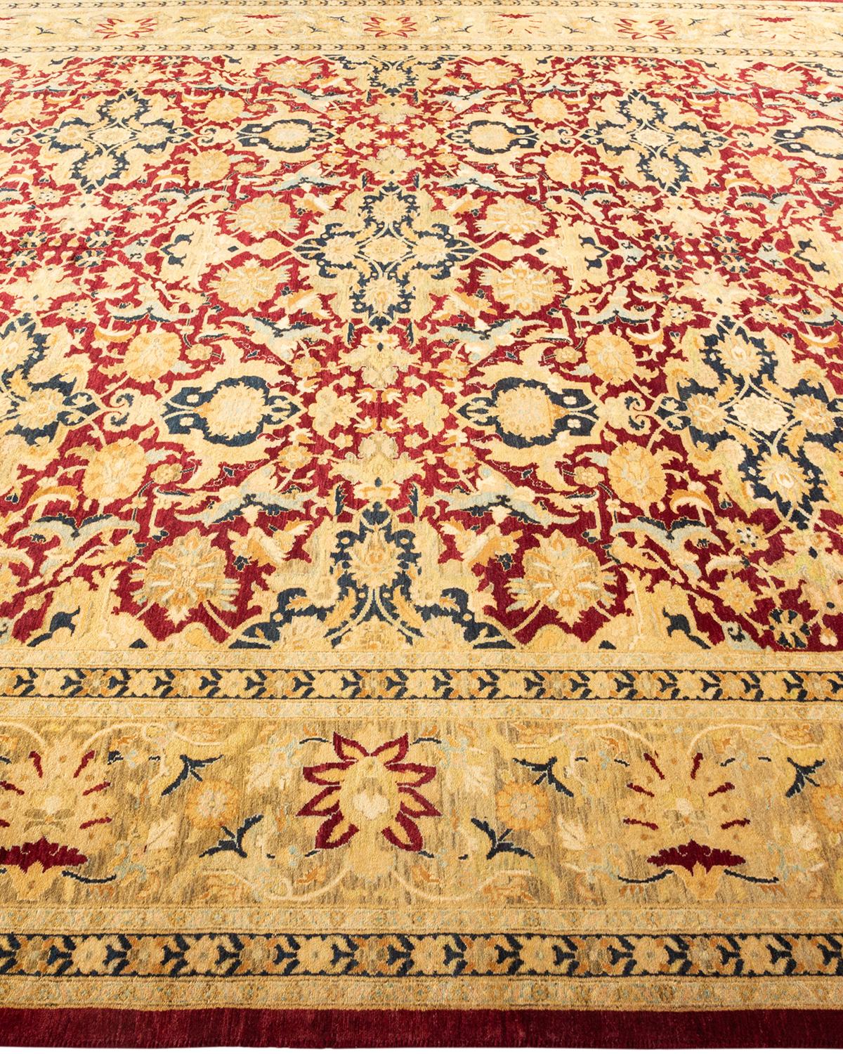 Tapis traditionnel Mogul rouge unique fait à la main, unique en son genre Neuf - En vente à Norwalk, CT