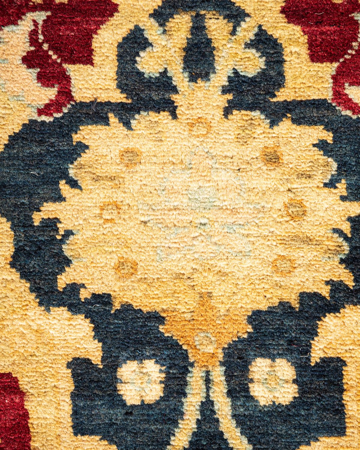 XXIe siècle et contemporain Tapis traditionnel Mogul rouge unique fait à la main, unique en son genre en vente