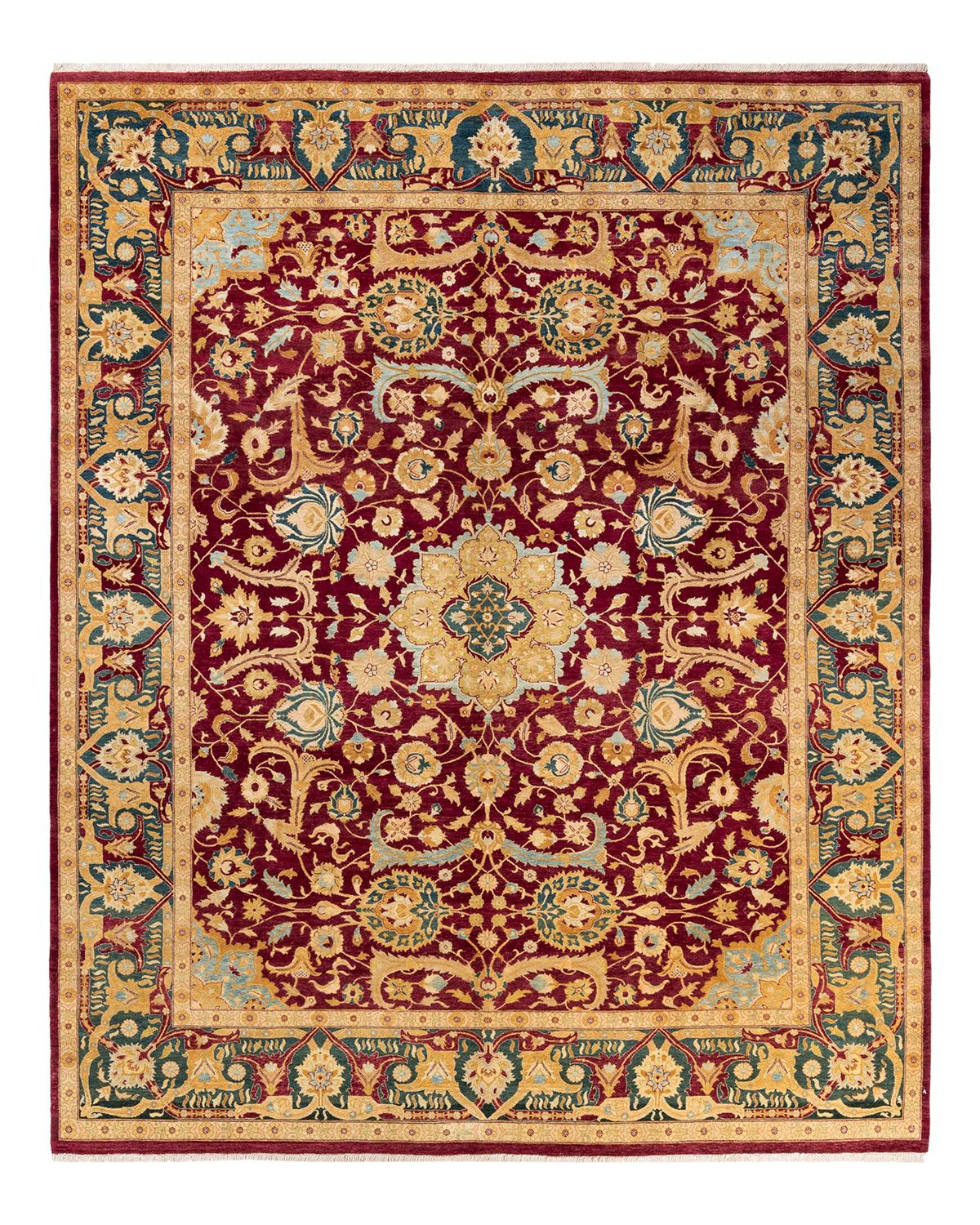Autre Tapis traditionnel Mogul rouge unique fait à la main, unique en son genre en vente