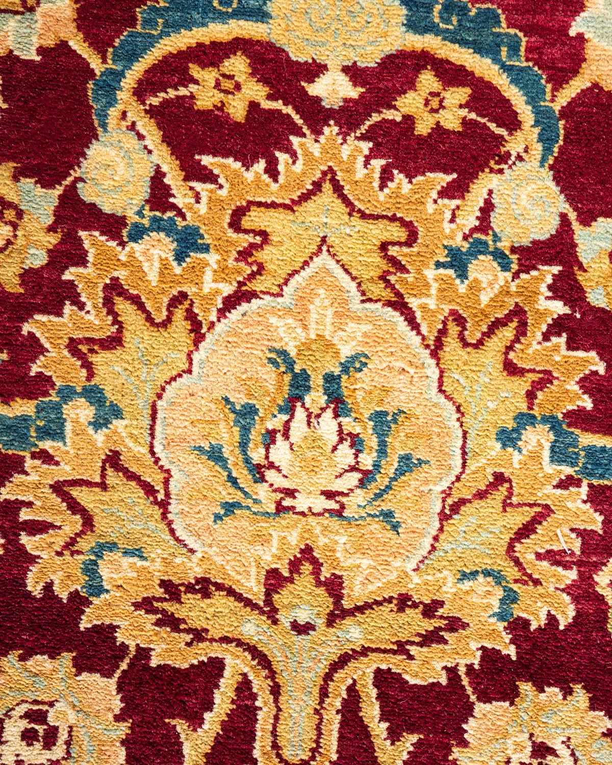 XXIe siècle et contemporain Tapis traditionnel Mogul rouge unique fait à la main, unique en son genre en vente