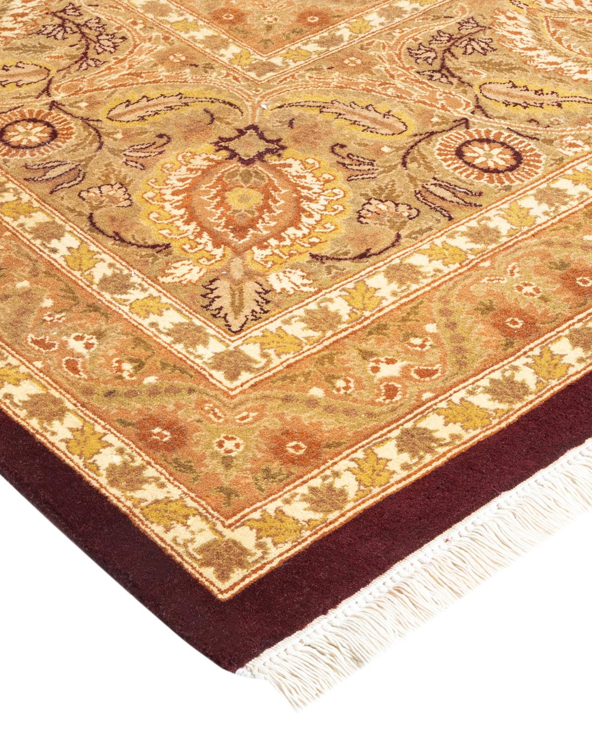 One-of-a-Kind Hand Made Traditional Mogul Red Area Rug For Sale 1