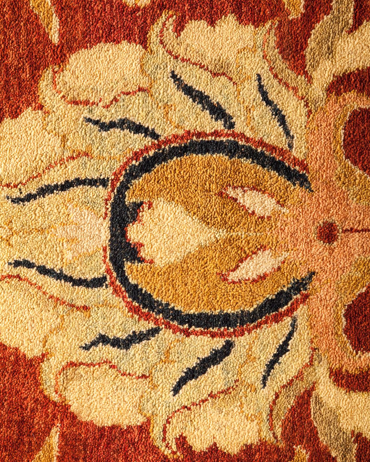 Handgefertigter, traditioneller Mogul-Roter Teppich, Unikat (21. Jahrhundert und zeitgenössisch) im Angebot