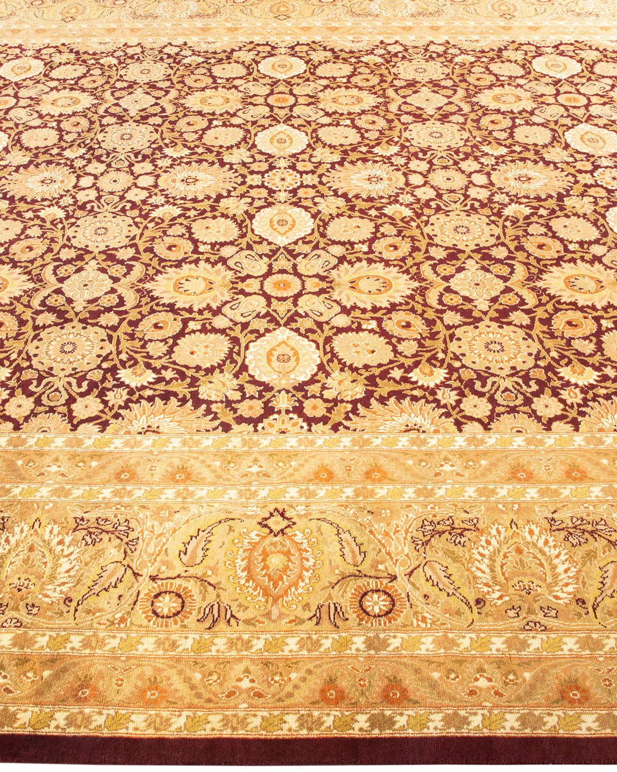XXIe siècle et contemporain Tapis traditionnel Mogul rouge unique fait à la main, unique en son genre en vente