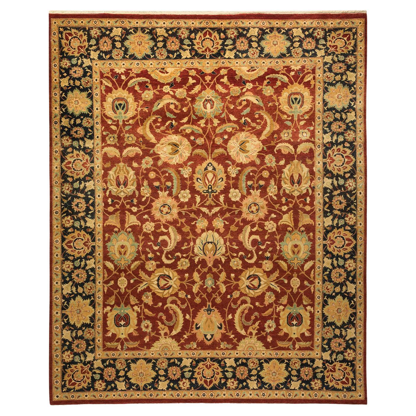 Handgefertigter, traditioneller Mogul-Roter Teppich, Unikat im Angebot