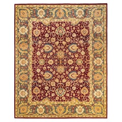 One-Of-A-Kind Hand Made Traditional Mogul Red Area Rug