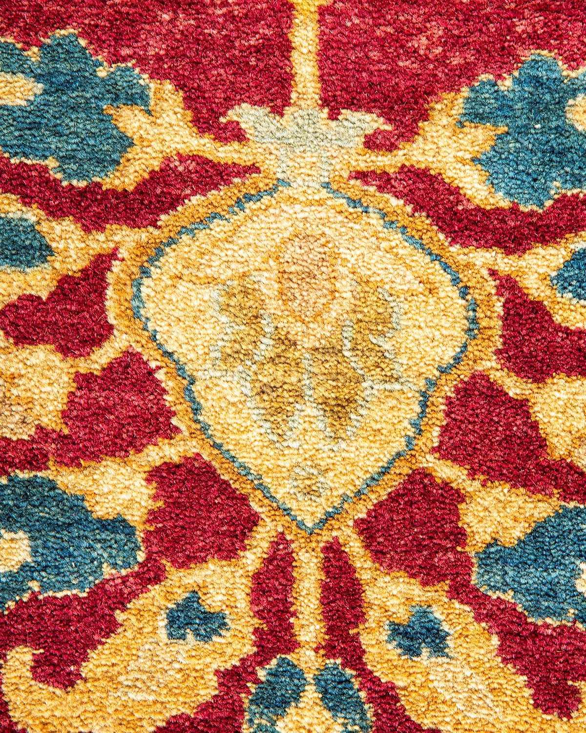 XXIe siècle et contemporain Tapis traditionnel Mogul rouge, unique en son genre, fait à la main en vente