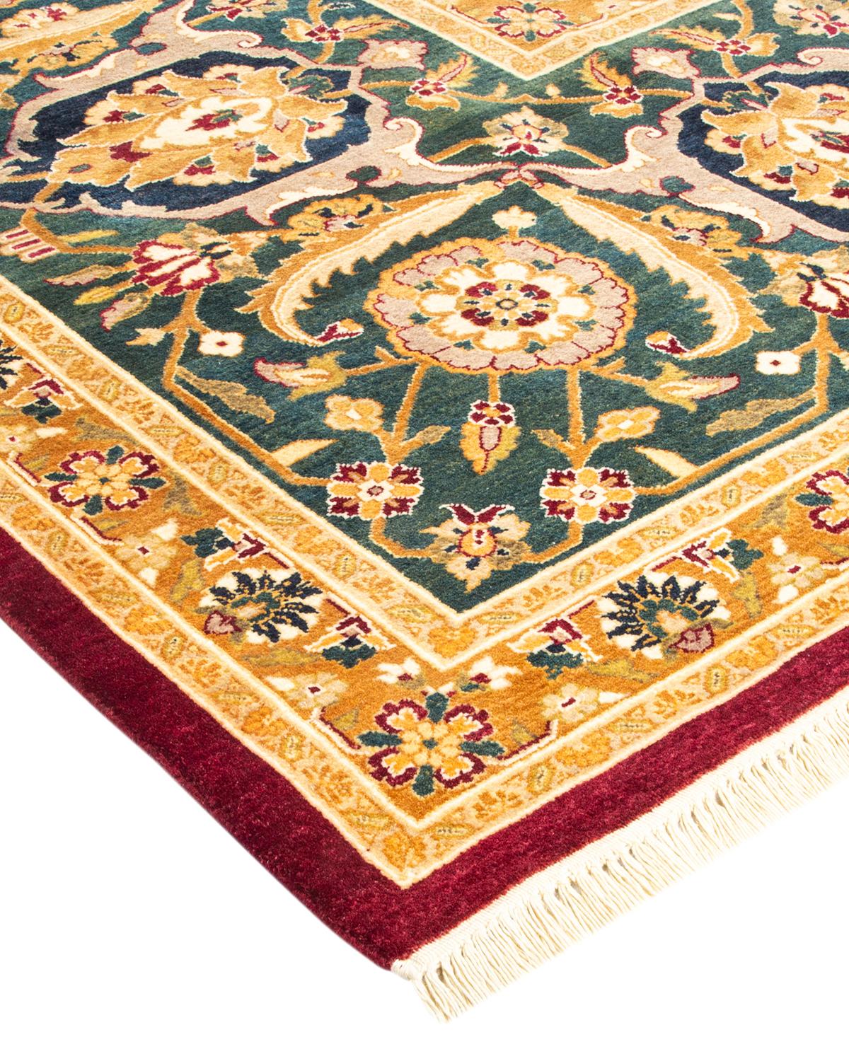 Handgefertigter, traditioneller Mogul-Roter Teppich, Unikat (Wolle) im Angebot