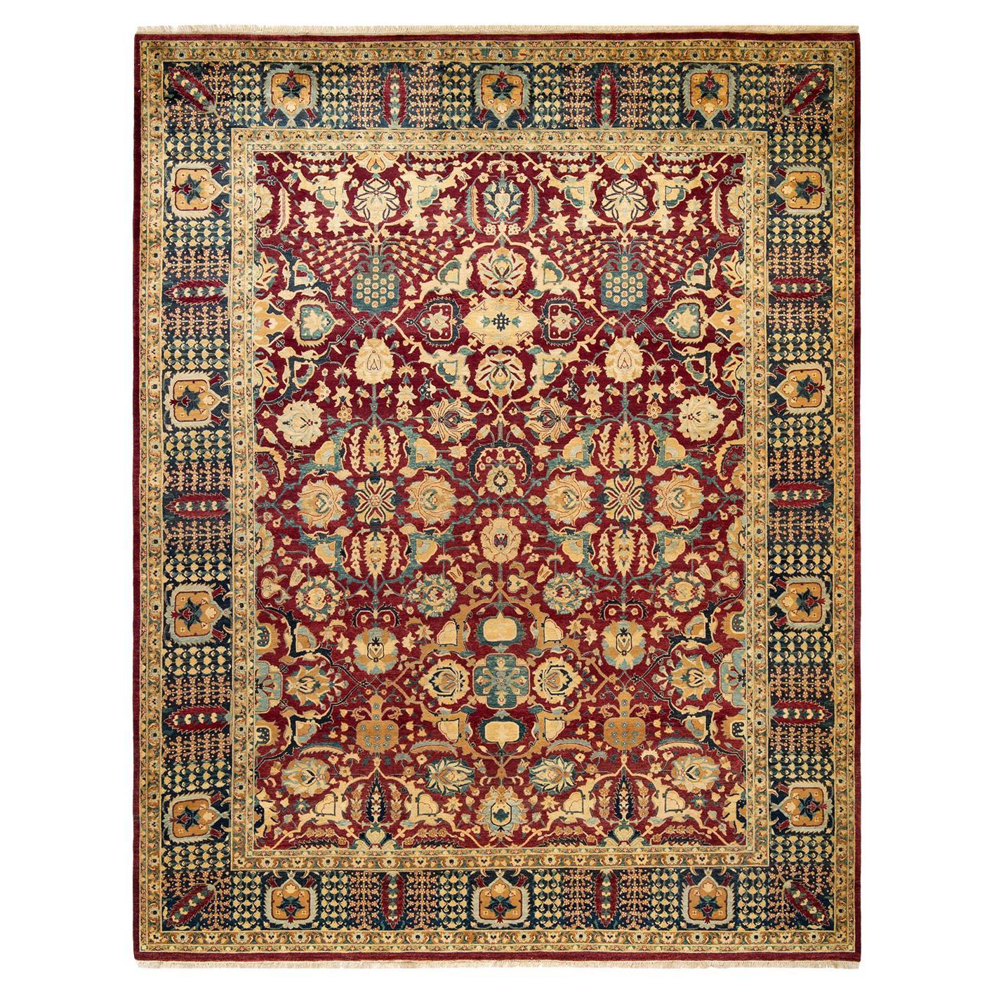Handgefertigter, traditioneller Mogul-Roter Teppich, Unikat im Angebot
