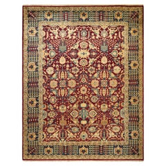 One-Of-A-Kind Hand Made Traditional Mogul Red Area Rug