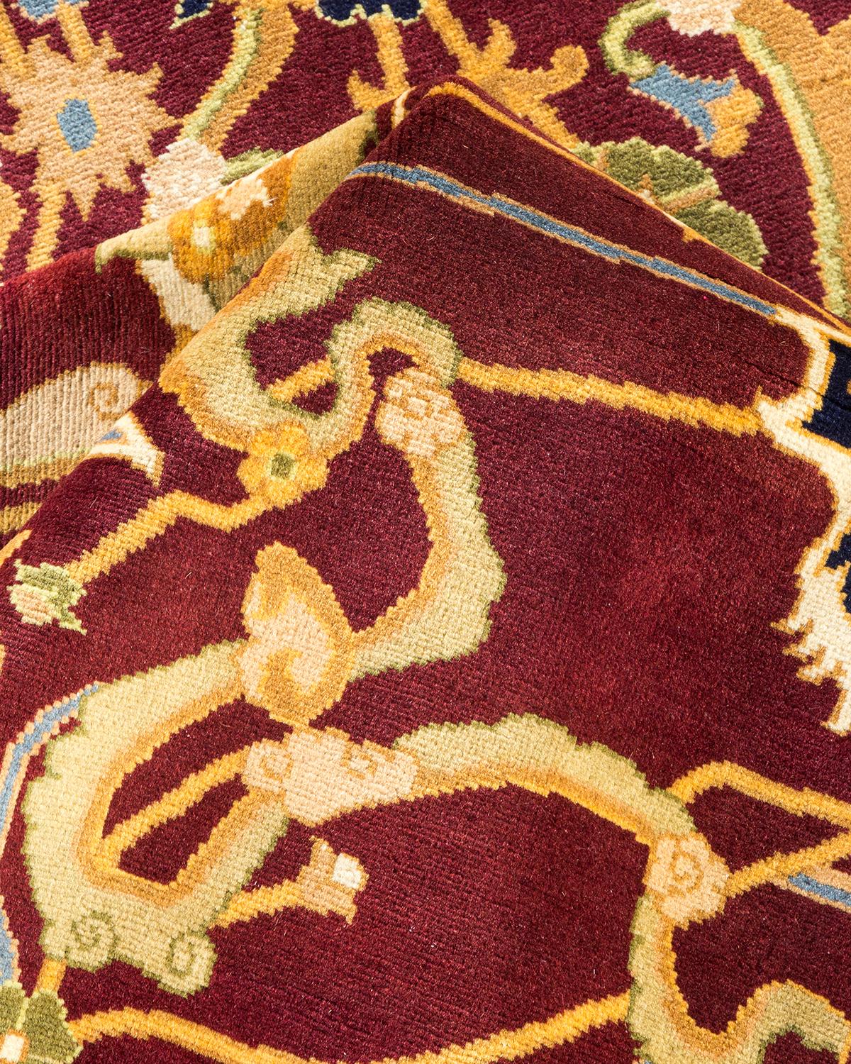 Autre Tapis traditionnel Mogul rouge unique fait à la main, unique en son genre en vente