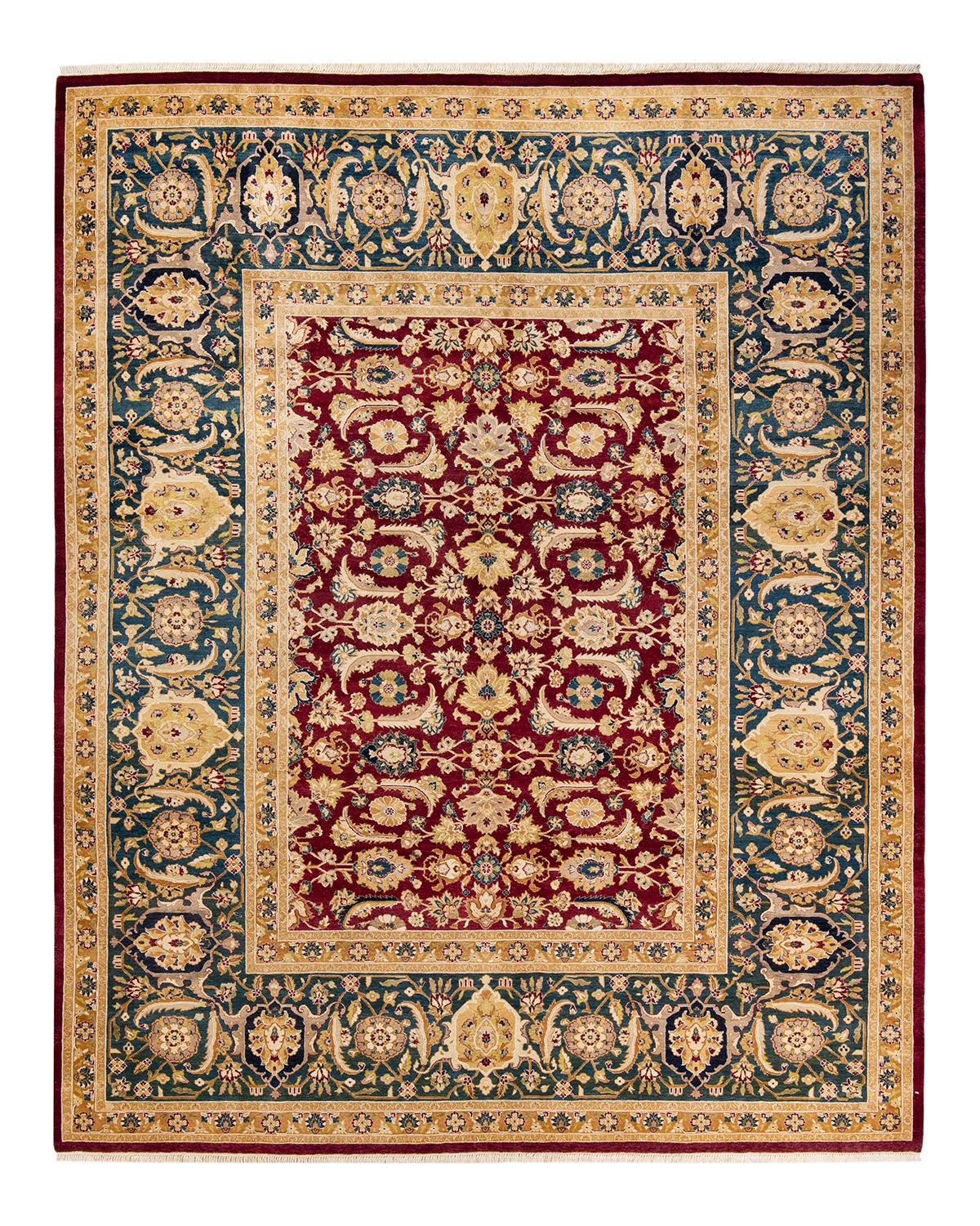 Autre Tapis traditionnel Mogul rouge unique fait à la main, unique en son genre en vente