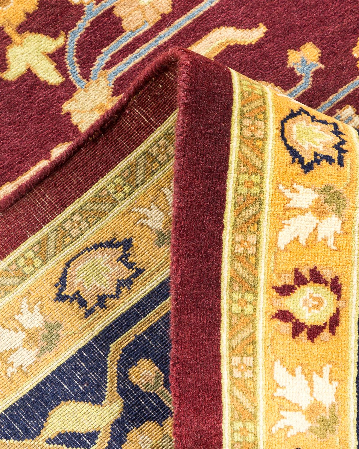 Pakistanais Tapis traditionnel Mogul rouge unique fait à la main, unique en son genre en vente