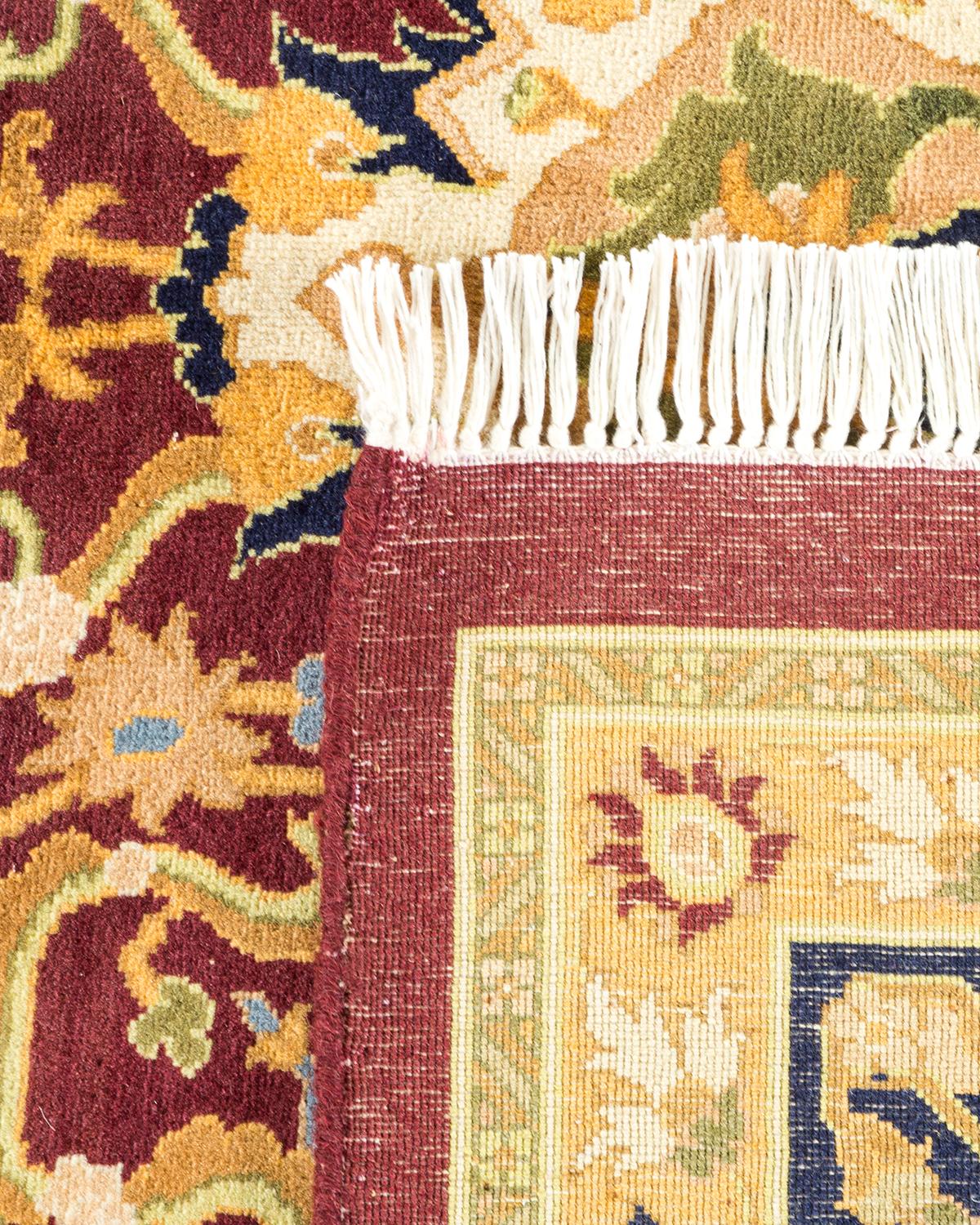 Noué à la main Tapis traditionnel Mogul rouge unique fait à la main, unique en son genre en vente