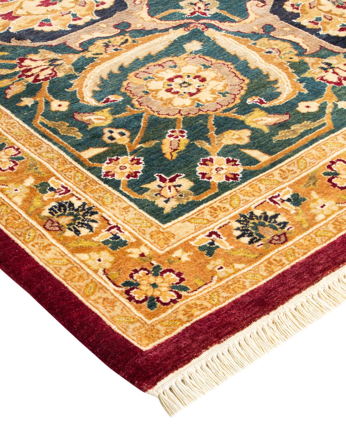Tapis traditionnel Mogul rouge unique fait à la main, unique en son genre en vente 1