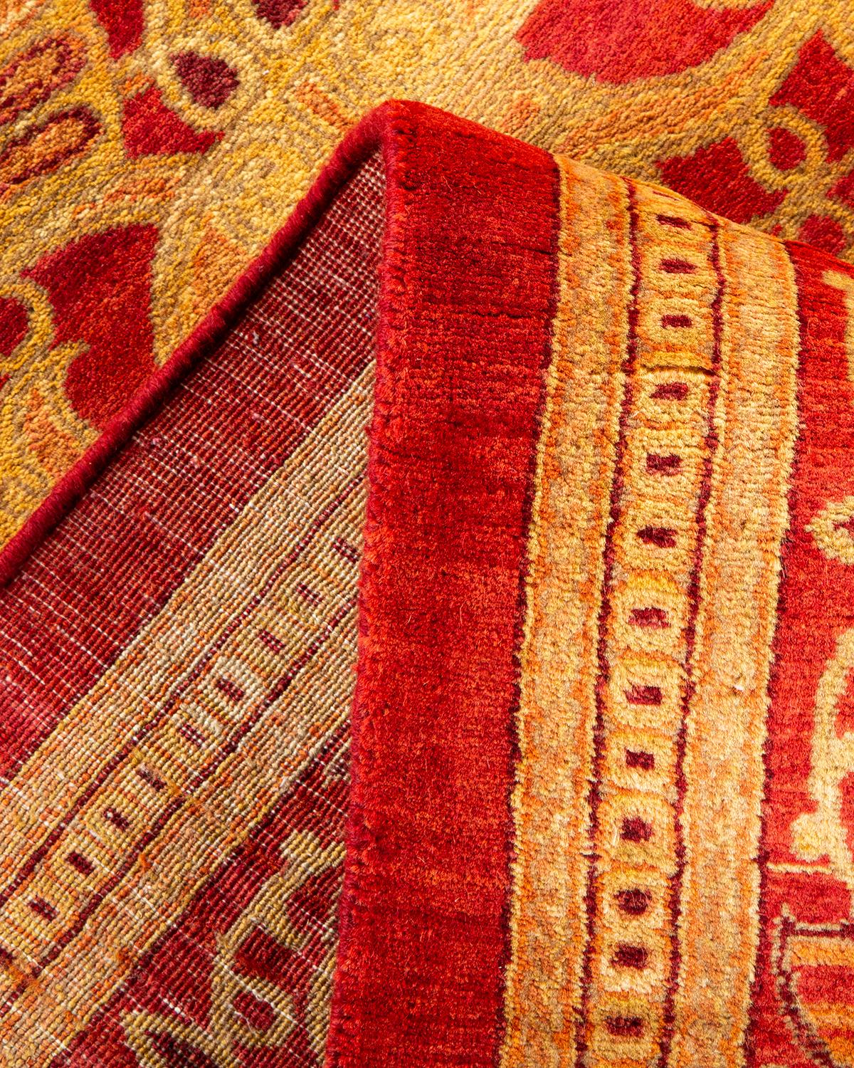 Pakistani One-of-a-Kind Hand Made Traditional Mogul Red Area Rug For Sale